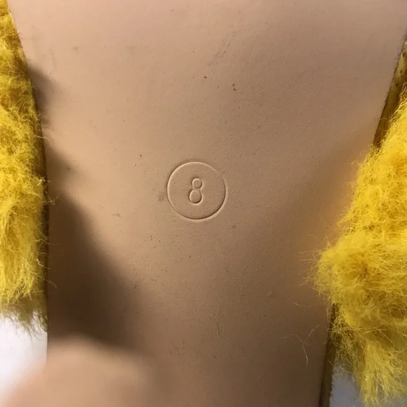 Cape Robbin Women’s Sexy Yellow Faux Fur and Suede 4 1/2 Inch Slip On Stilettos